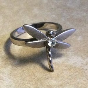 Sterling silver CZ Dragonfly ring
